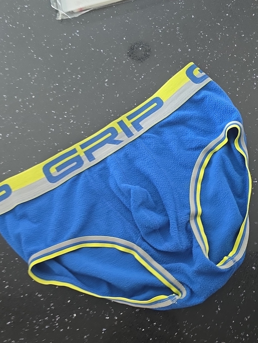 GRIP Men's Athletic Briefs in Blue with Neon Yellow Trim